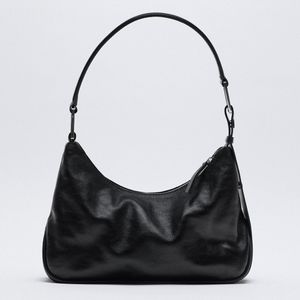 Zara hobo black leather shoulder bag